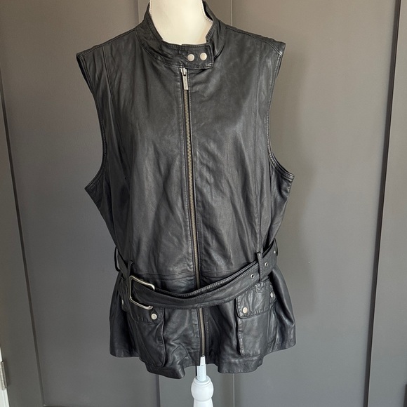 Vintage Kenneth Cole Black Leather Vest 100% Leather Size 2X - Picture 1 of 11